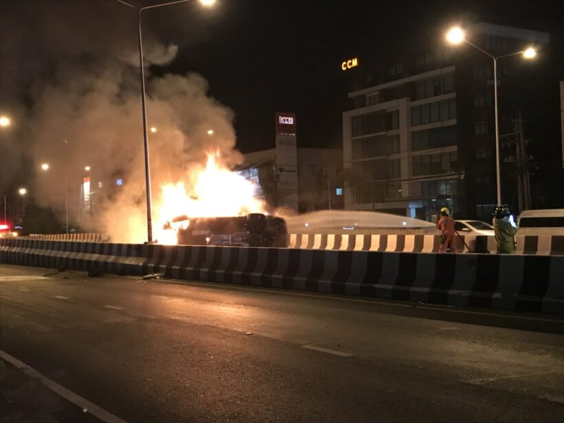 Driver runs away after flipping Mercedes at Samkong