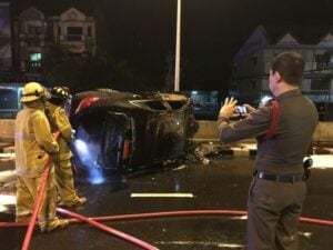 Driver runs away after flipping Mercedes at Samkong | News by Thaiger