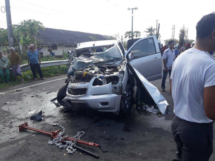 Pick-up and van crash in Krabi kills the driver and injures 10