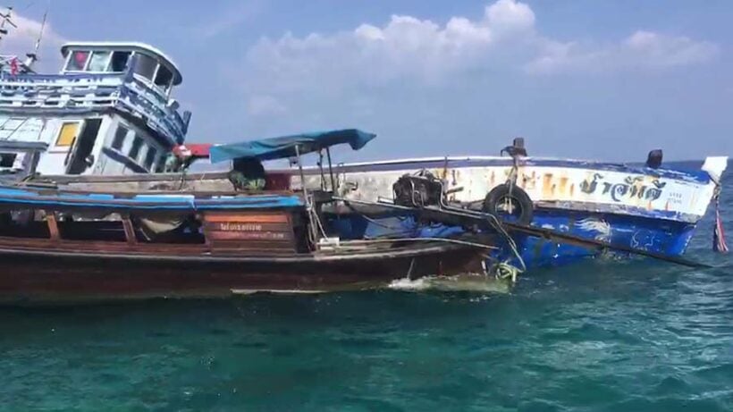 Half-sunken garbage barge threatens Phi Phi beaches