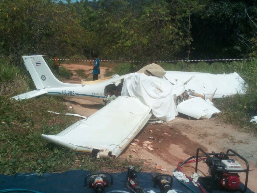 Two dead and two injured. Plane crashes in Paklok, Phuket.