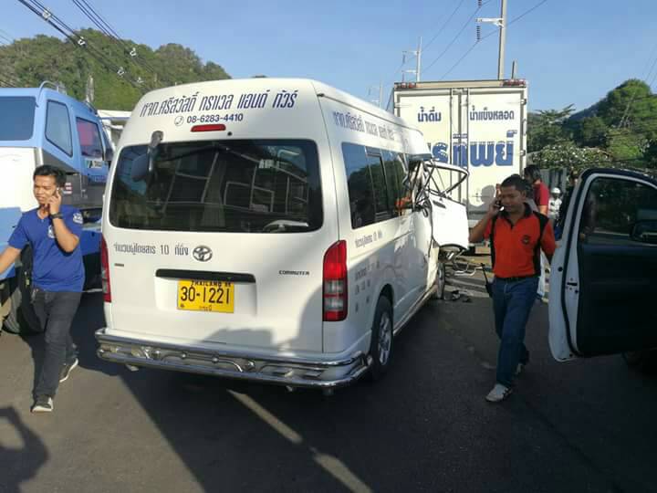 Van crashes with ice truck in Krabi