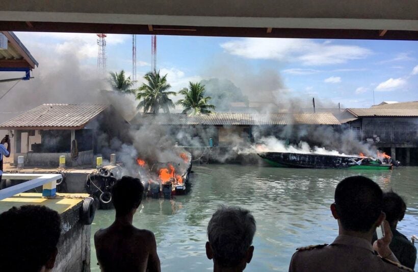 Speedboats ablaze at Khao Lak pier