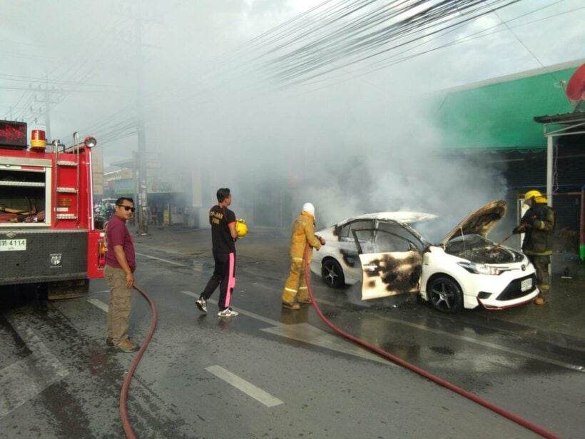 Three escape burning vehicle in Wichit