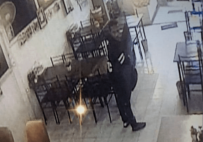 Police hunting for thief who snatched a restaurant TV