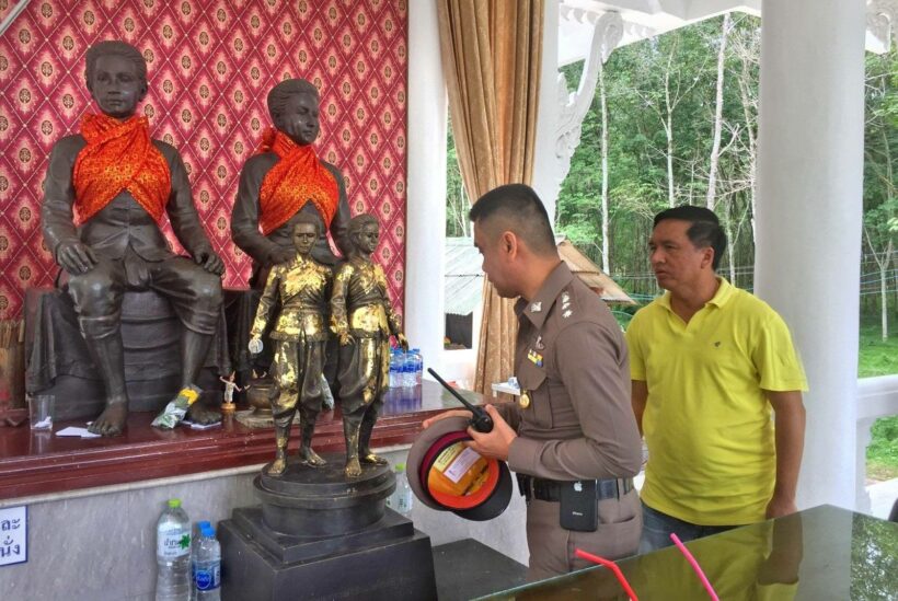 Phuket Police hunt for the thief of the heroine statue sword