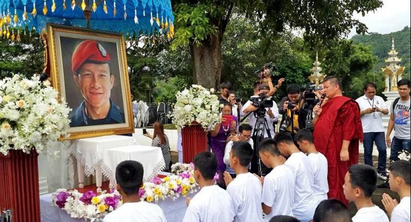 The Mu Pa 13, minus one, attend blessing ceremony before becoming novice monks