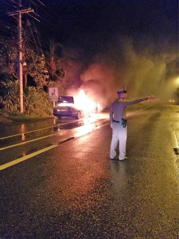 Mercedes Benz driver lucky to escape burning car