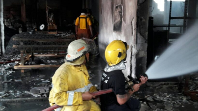 Fire destroys bedding warehouse in Rassada