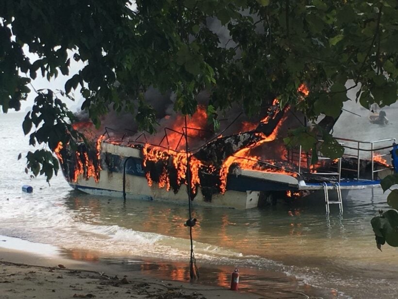 Speedboat explodes into fire in Phang Nga