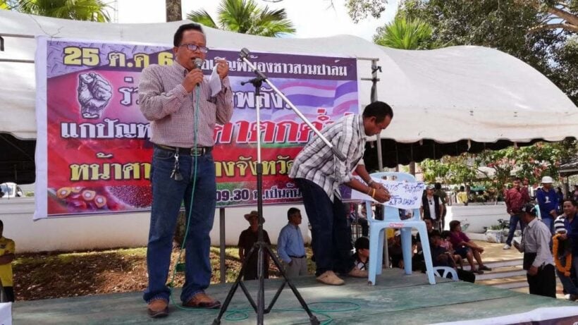 มาตามนัด ชาวสวนปาล์ม ชุมนุมเรียกร้องรัฐฯแก้ไขราคาปาล์มตกต่ำ | The Thaiger