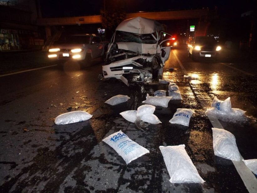 Minivan driver escapes serious injury after colliding with an ice truck in Thalang