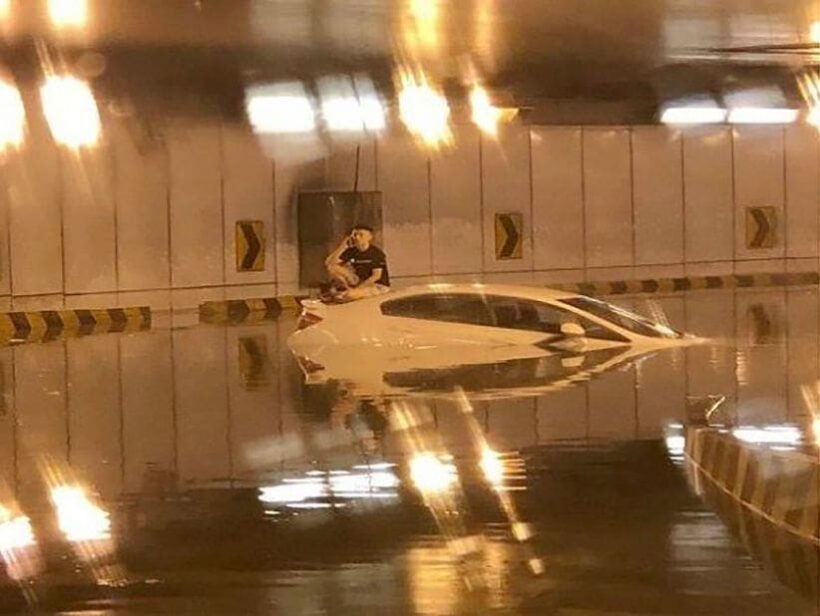 KL driver gets an unexpected car wash in flooding tunnel