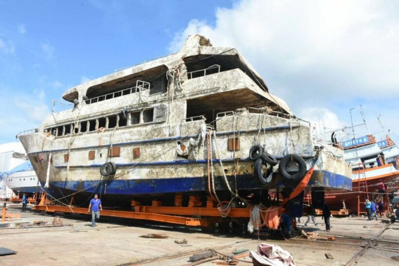 The Phoenix is now high and dry at Rassada shipyards