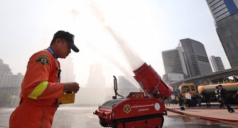 Water cannons brought out to add humidity as authorities struggle with BKK smog