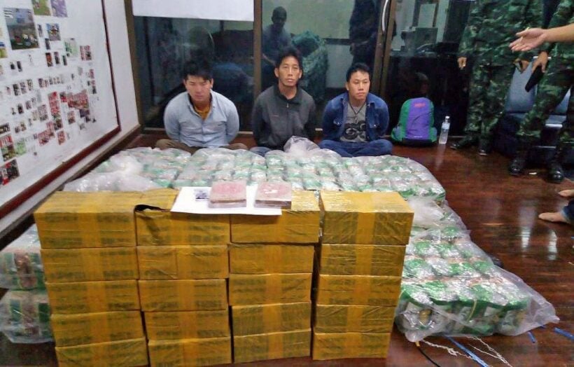 Narcotics officers arrest three with 370 kg of ‘ice’ and heroin in Chiang Rai