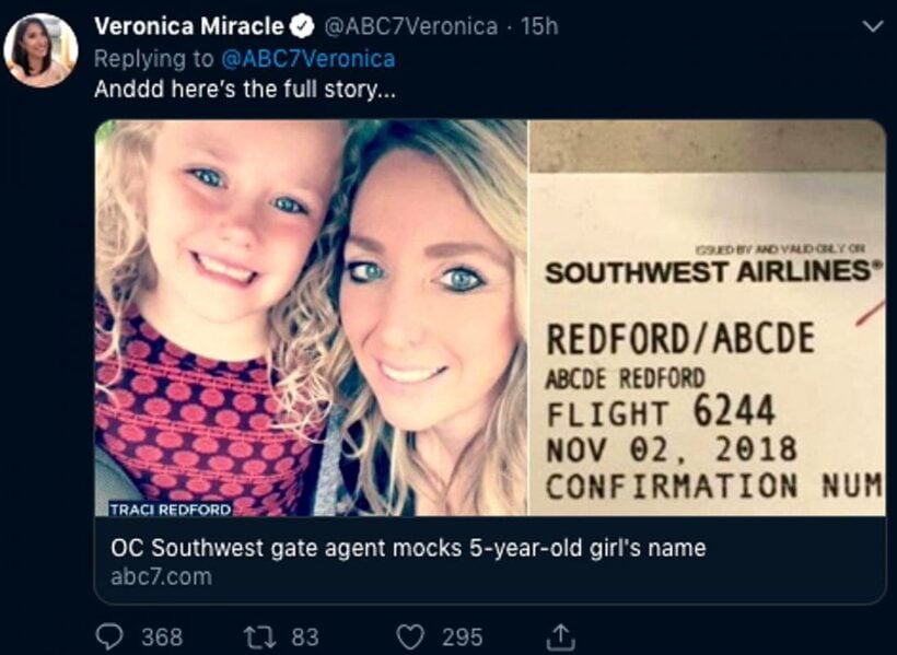 Airline staff mock young girl over her name – Abcde