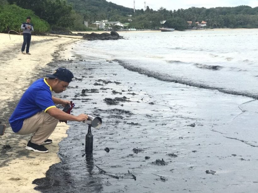 Oil pollutes a Phuket beach