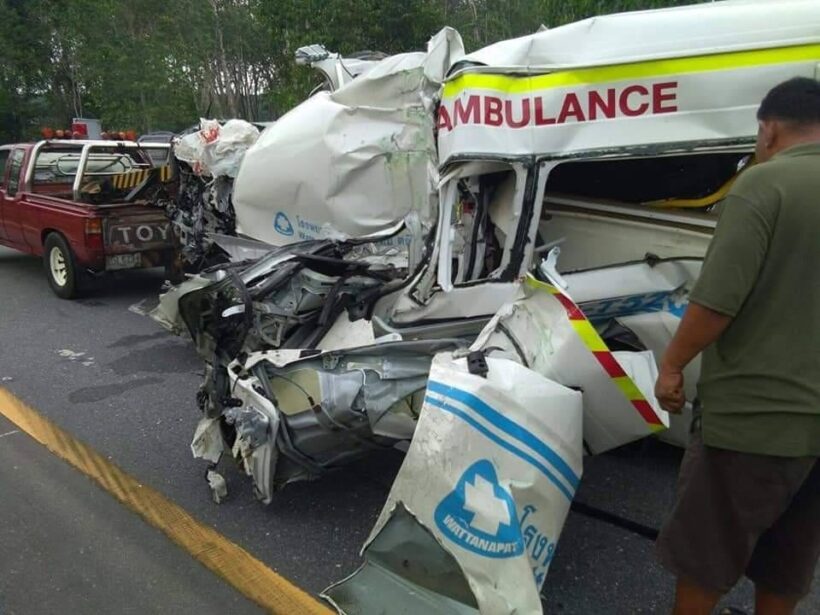 One dead and two injured in ambulance crash in Trang