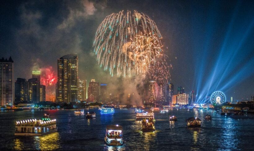 The Chao Phraya lights up for new years eve