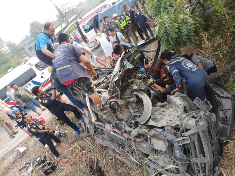 Woman badly injured in Rayong car accident