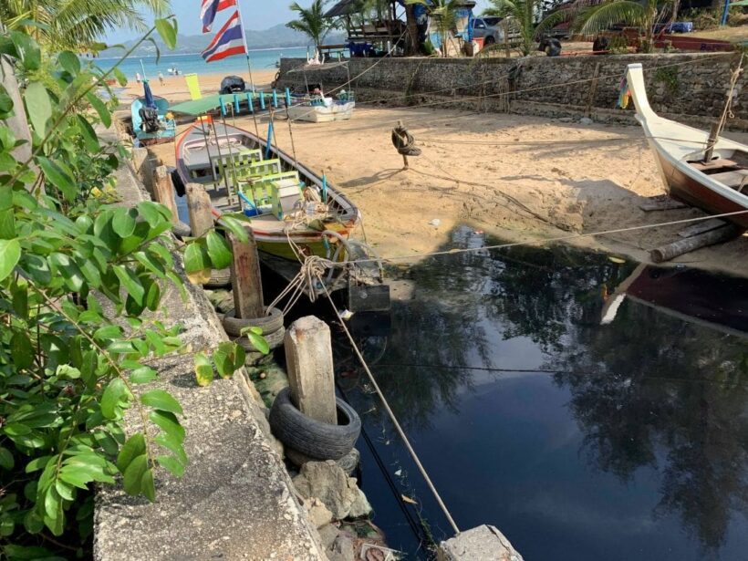 Wastewater from Bang Tao Canal flowing into sea