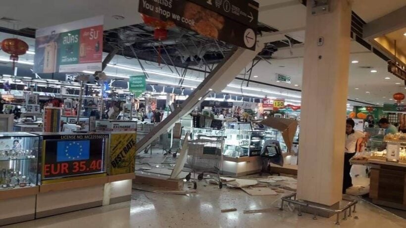 No injuries as ceiling collapses at Tesco Lotus Samkong | News by Thaiger