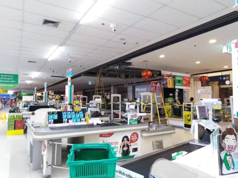 No injuries as ceiling collapses at Tesco Lotus Samkong | News by Thaiger