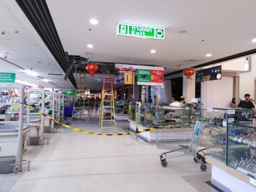 No injuries as ceiling collapses at Tesco Lotus Samkong | News by Thaiger