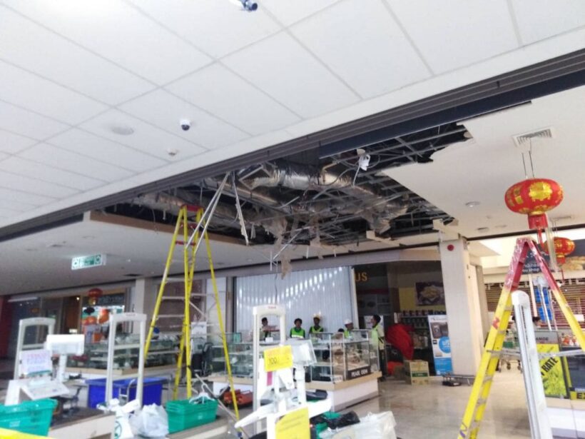No injuries as ceiling collapses at Tesco Lotus Samkong | News by Thaiger