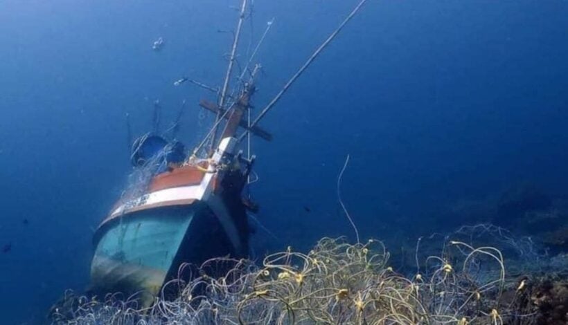 Coral damage from a sunken fishing boat at Koh Racha Noi  – Phuket