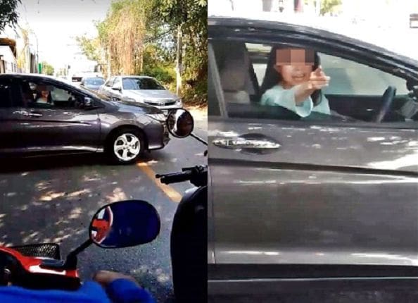 มนุษย์ป้าสุดกร่าง จอดเก๋งปิดถนน ด่ากราด – อ้างนามสกุล | The Thaiger