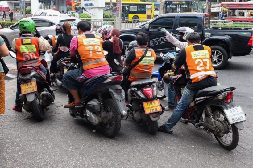 BMA introduces proper pavement stops for motorcycle taxis in Bangkok