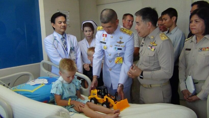 His Majesty sends flowers to five year old attacked by dogs in Krabi