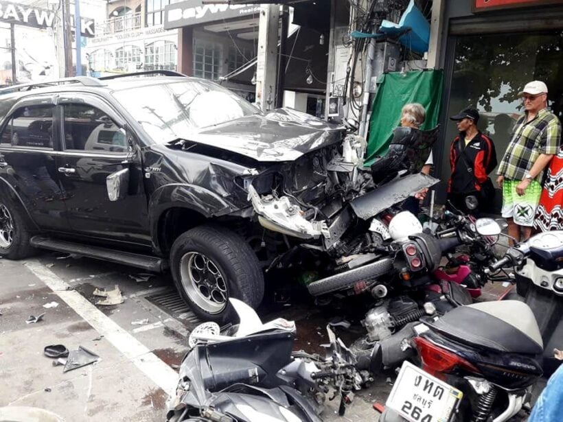 People hospitalised after car slams into parked motorbikes in Pattaya | News by Thaiger