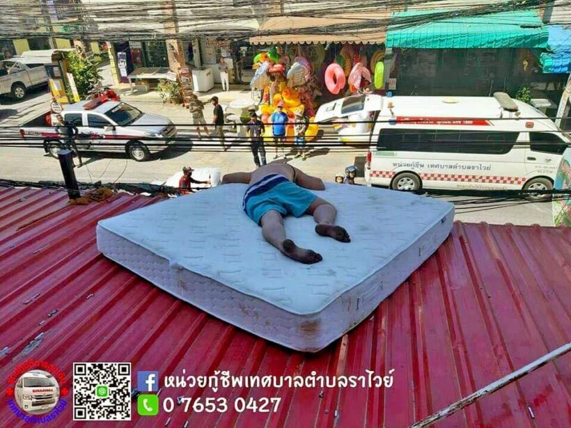 Phuket tourist decides hotel awning more comfortable than his room