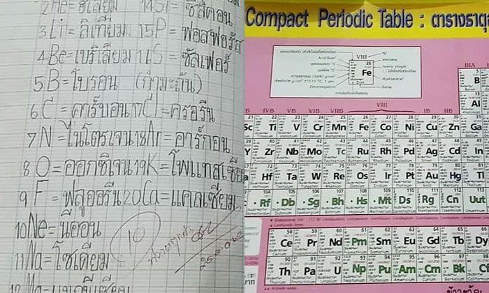 สาวโพสต์ดราม่าการศึกษา ให้เด็ก ป.2 ท่องตารางธาตุและการนับอิเล็กตรอน | The Thaiger