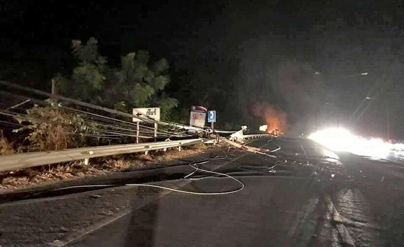 Truck crash in Rawai pulls down power lines causing six hour blackout | News by Thaiger