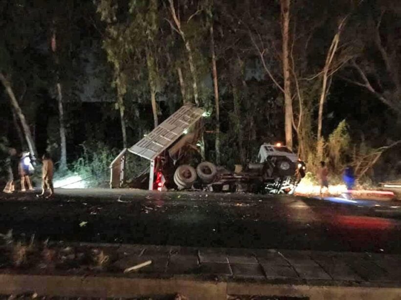 Truck crash in Rawai pulls down power lines causing six hour blackout