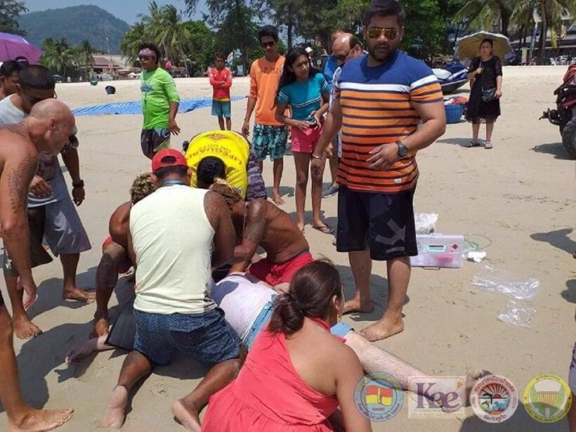 Indian tourist rescued from a near-drowning at Patong Beach