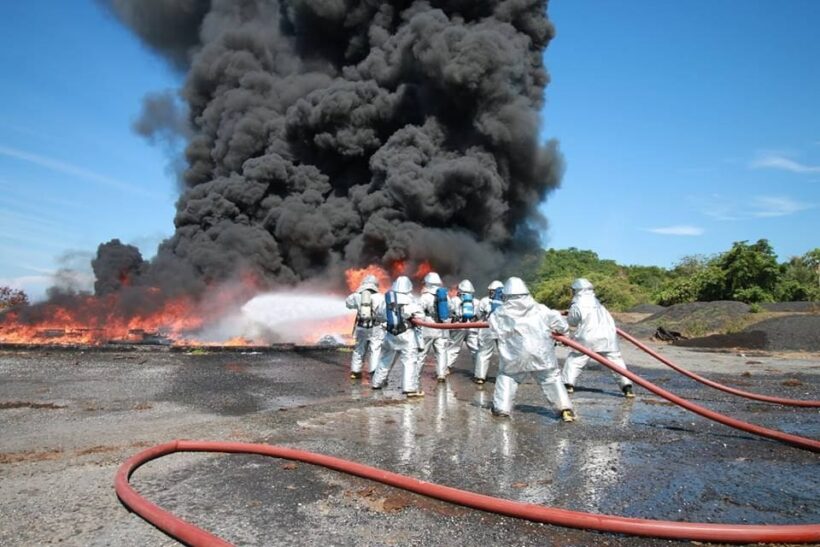 Emergency crews participate in fire drill at Phuket airport