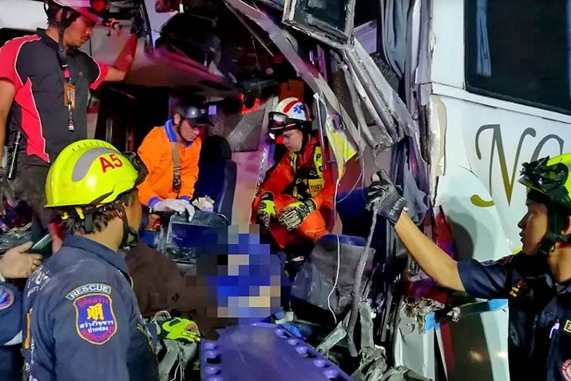 Female killed, 24 passengers injured in Korat bus crash