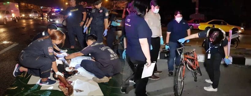 ชายขี่จักรยานโดนปิกอัพเฉี่ยว สิบล้อตามหลังทับซ้ำ กระดูกหักทั่วร่างสยอง | The Thaiger