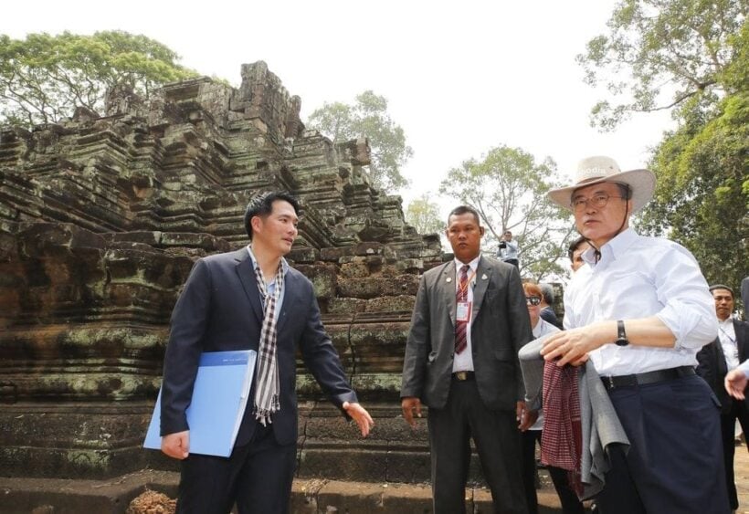 Just one of the tourists – South Korean President visits Angkor Wat