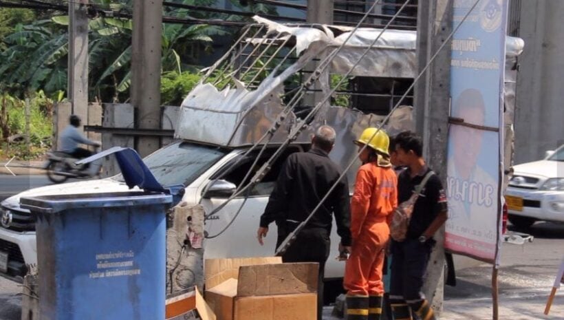 Chemical fire in a pick-up on on Sukhumvit Road