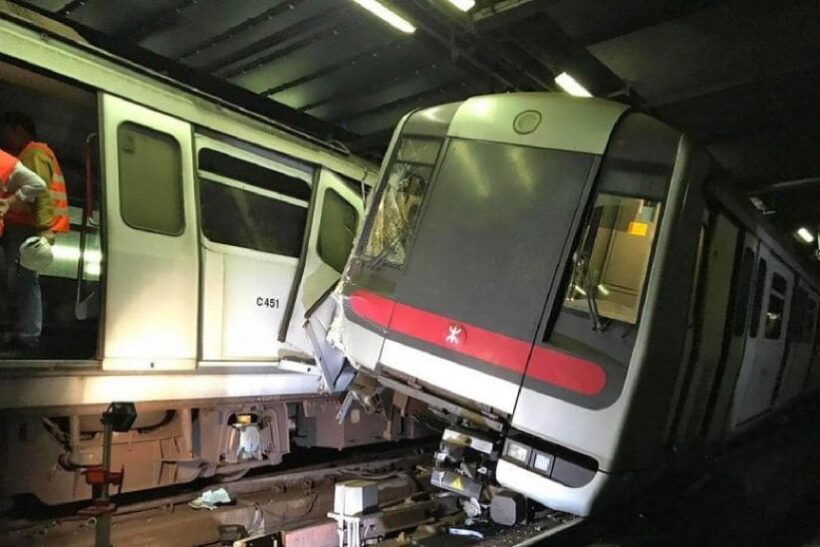 ด่วน! รถไฟใต้ดินฮ่องกงชนประสานงากลางชั่วโมงเร่งด่วน ผู้โดยสารวุ่น | The Thaiger