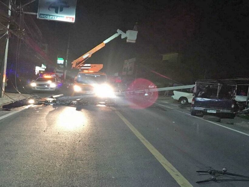 Pickup truck crashes into power pole in Wichit, causes five hour blackout