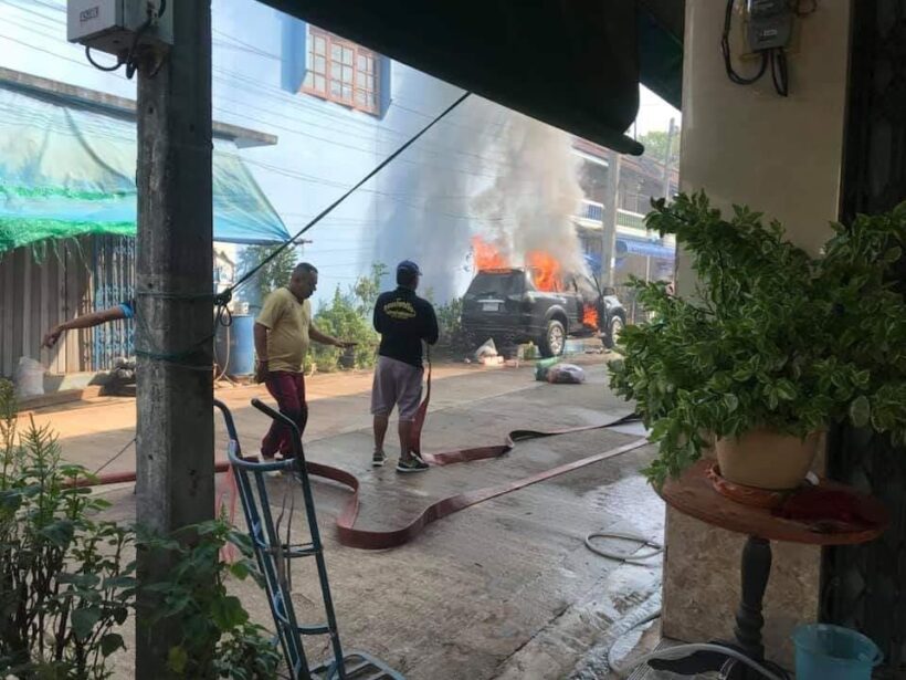 SUV catches fire sitting in Trang’s hot sun