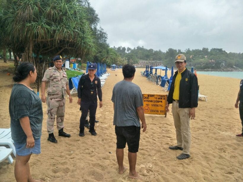 Officers inspect Karon Beach following complaints of sun lounge zoning