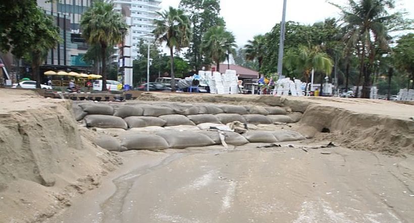 Pattaya’s wide new beaches have been washed out to sea